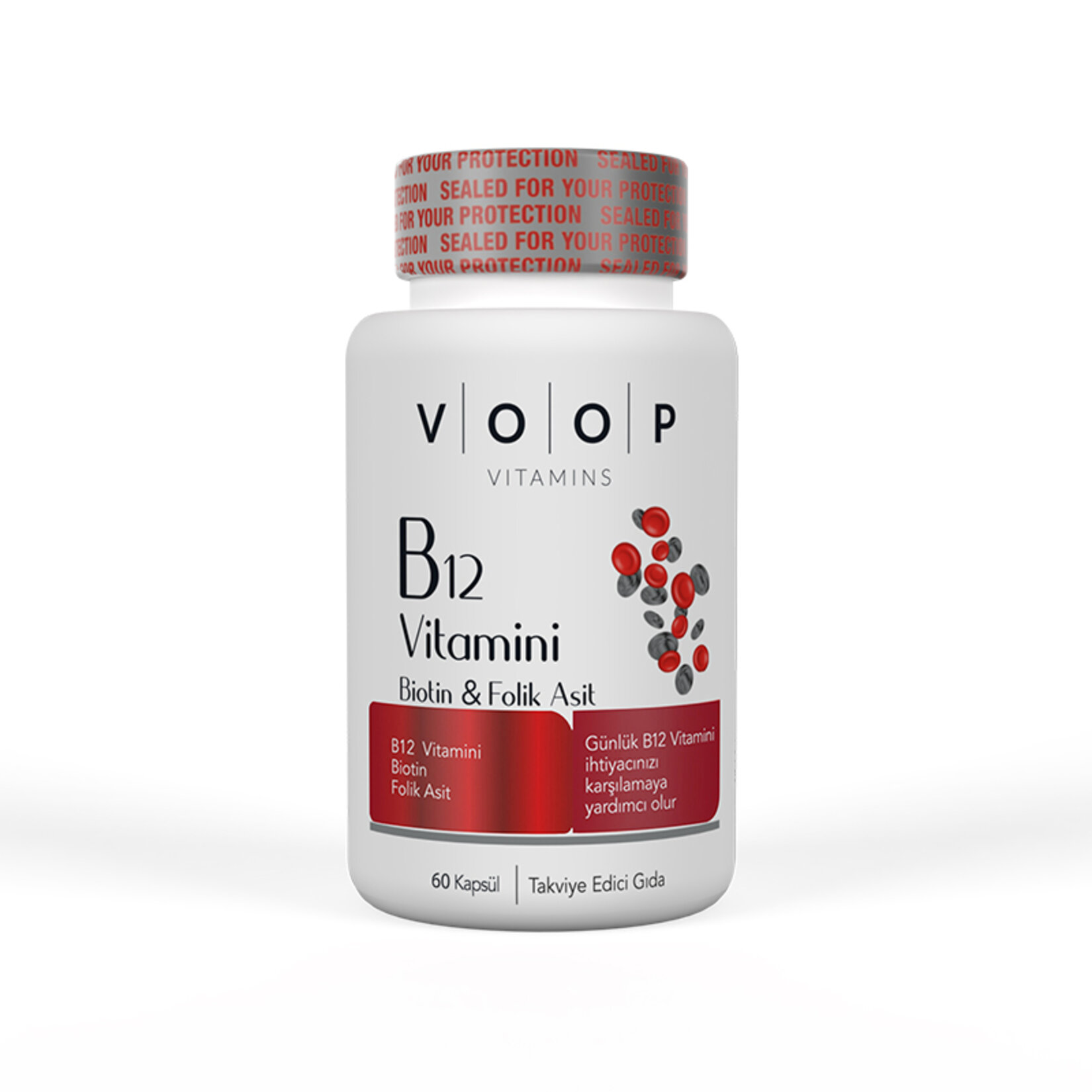 Voop Vitamin B12 Biotin ve Folik Asit 60 Kapsül
