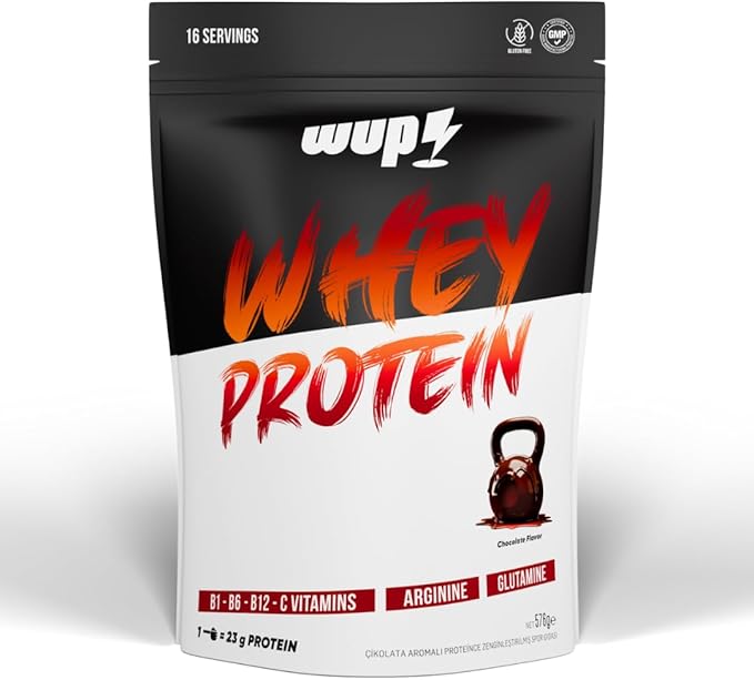 WUP Whey Protein, B1-B6-B12-C, Arjinin, Glutamin, Doğal Kakao, Çikolata, 576 gr 16 Servis
