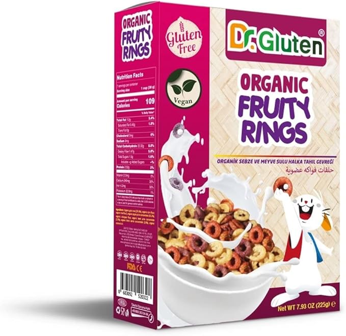 Dr. Gluten Organik Glutensiz Sebze ve Meyve Sulu Halka Tahıl Gevreği