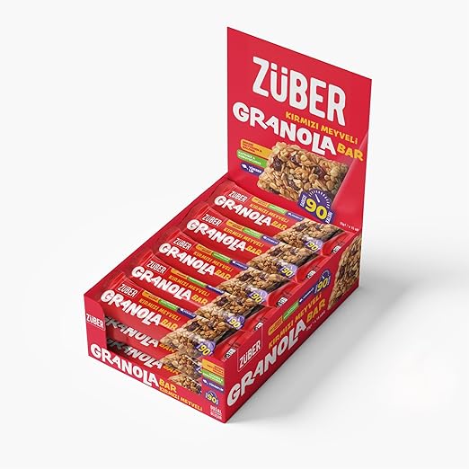 Züber Granola Bar Kırmızı Meyveli, 25Gr, 15 Adet