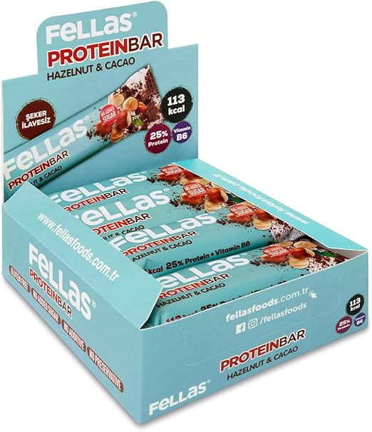 Fellas Protein Bar, Fındıklı ve Kakaolu, 32gr x 12 Adet