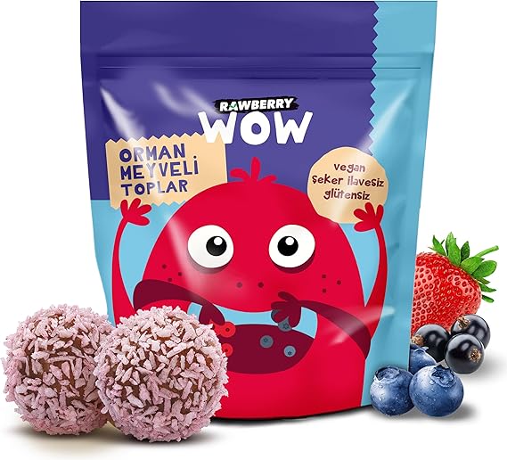 Rawberry Kids Orman Meyveli Toplar - Şeker İlavesiz - Glütensiz - Vegan - Sağlıklı Atıştırmalık (8 PAKET)