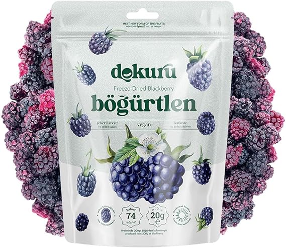 Dokuru Original Böğürtlen Atıştırmalık Meyve Cipsi - Dondurularak Kurutulmuş Böğürtlen - 20 gr