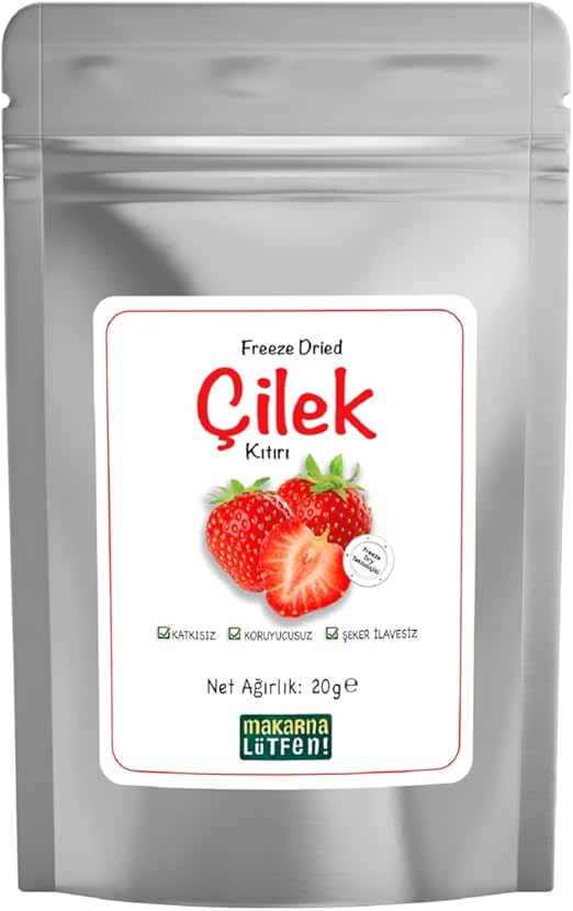 Çilek Kuru Meyve Cipsi Dondurularak Kurutulmuş Freeze Dried Meyve Kıtırı (20 g)