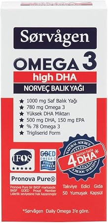 Sorvagen Omega 3 High DHA 1000mg Balık Yağı, 50 Kapsül