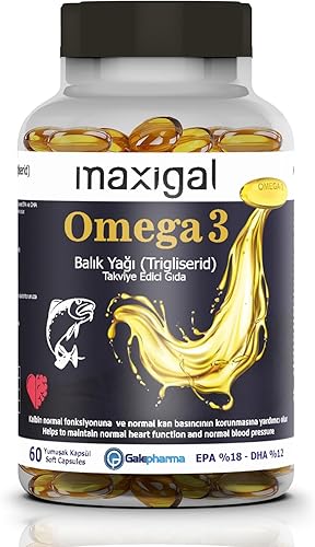 Maxigal Omega 3 Balık Yağı, 60 Yumuşak Kapsül, EPA%18 - DHA%12