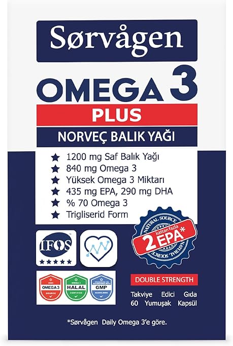 Sorvagen Omega3 Plus 1200mg Balık Yağı, 60 Kapsül