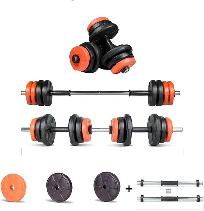 ECG Spor 38 Kg Multifonksiyonel Dambıl Seti Turuncu Siyah