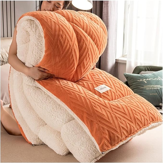 Lüks Ağır Ağırlıklı Battaniye Kış Kuzu Kadife Yorgan Kaşmir Yumuşaklığı Çift Kişilik Yatak için Soğuk Kış Gecelerinde Rahat Uyku